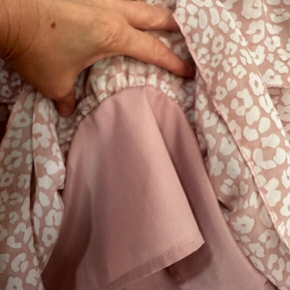 Hyfve Pink Printed Ruffle Tiered and Lined Mini Skirt Size Small - Picture 3 of 6